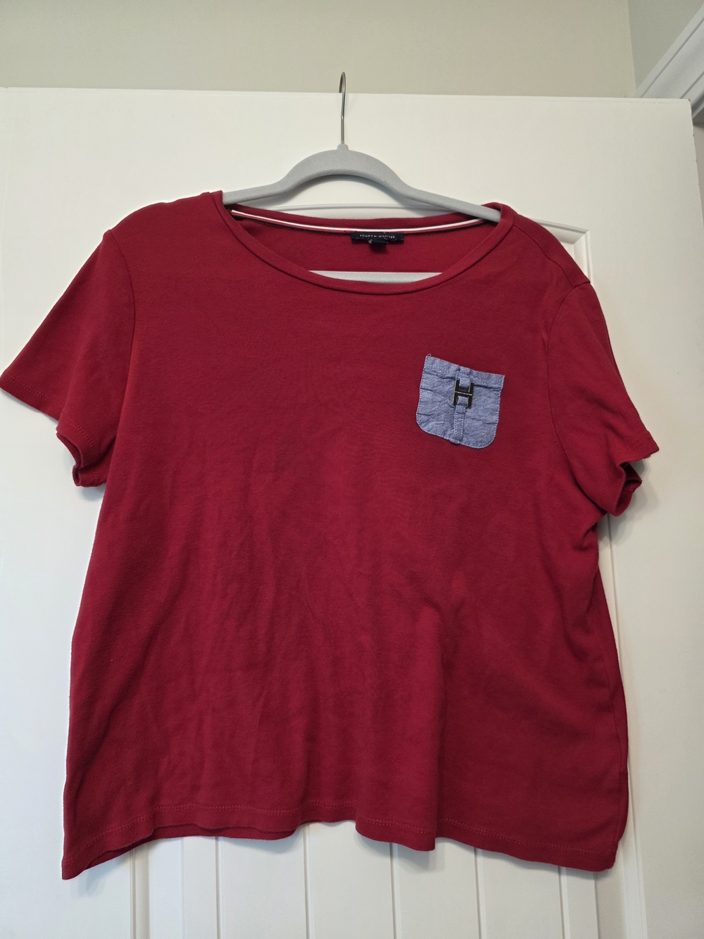 Tommy Hilfiger Red Crewneck with Signature Trim